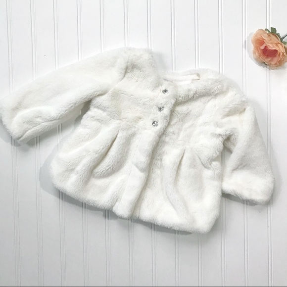•Gymboree• ivory faux fur coat - Picture 1 of 6